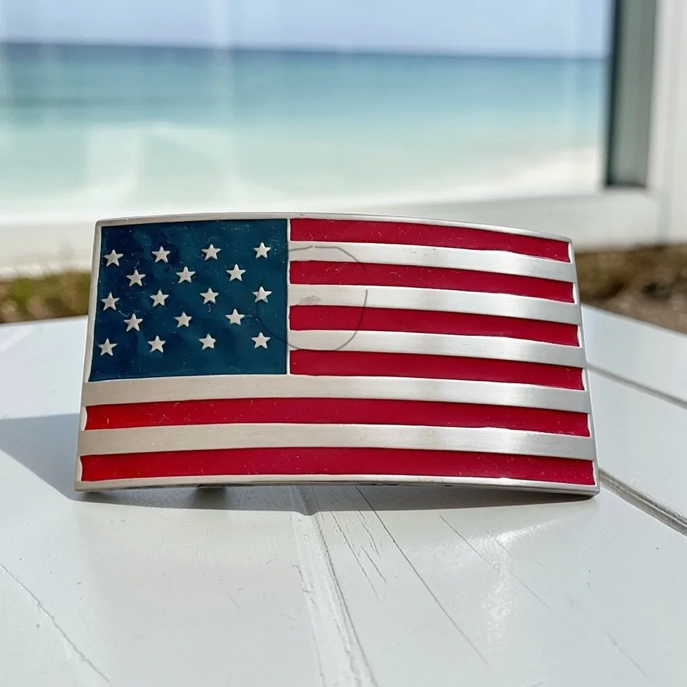 United States Flag Enamel Belt Buckle Unbranded
